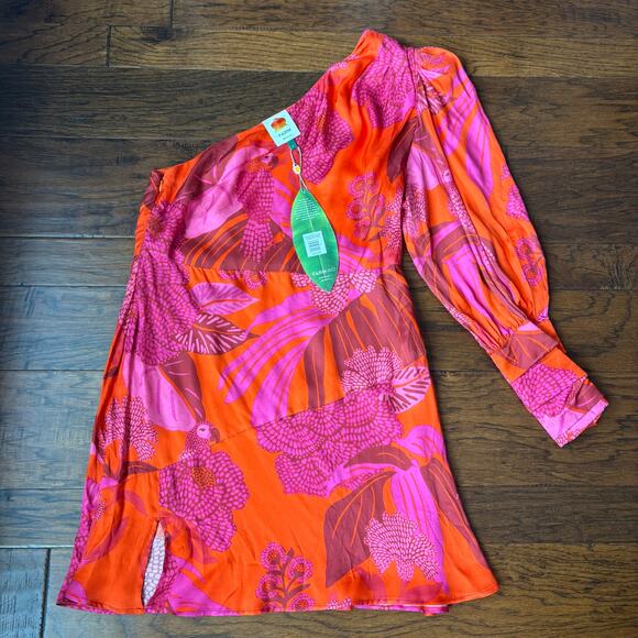 NWT Farm Rio Red Dewdrop Floral One Shoulder
Dress Sz L READ Pink Red - Picture 1 of 16